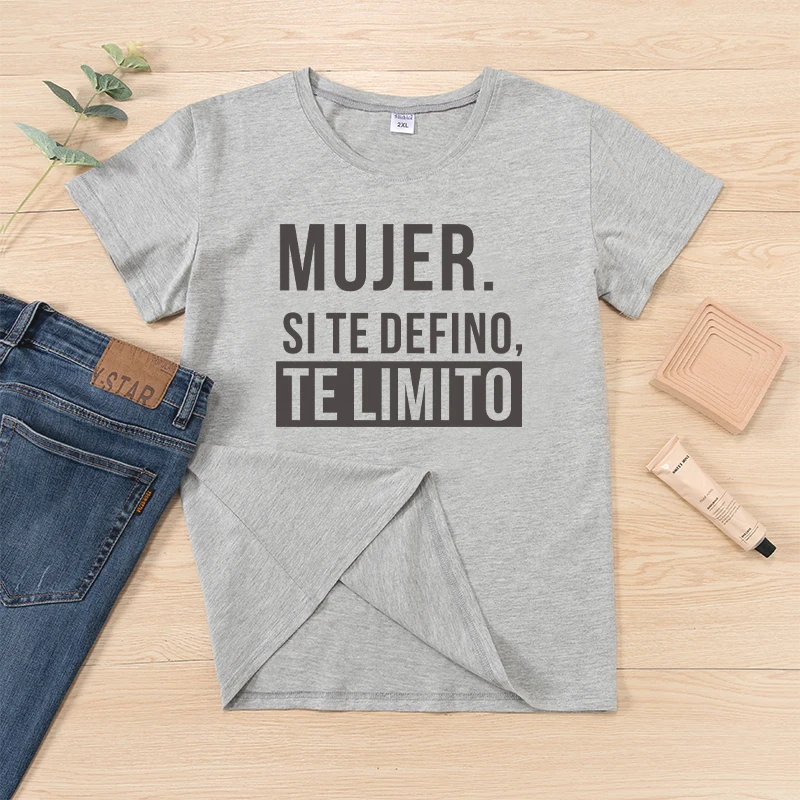 camiseta Mujer si te defino,te limito spanish letter print women t-shirts tops Casual summer lady tshirt tee black white