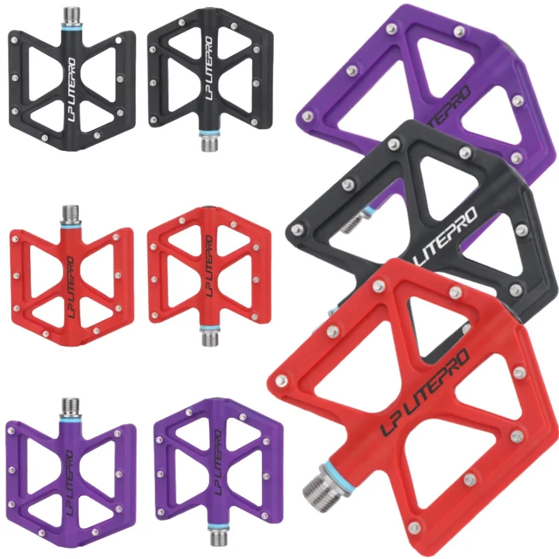 

Нейлоновые велосипедные педали, черные, красные, фиолетовые герметичные подшипники, противоскользящая титановая ось педали с шипами для педалей дорожного горного велосипеда