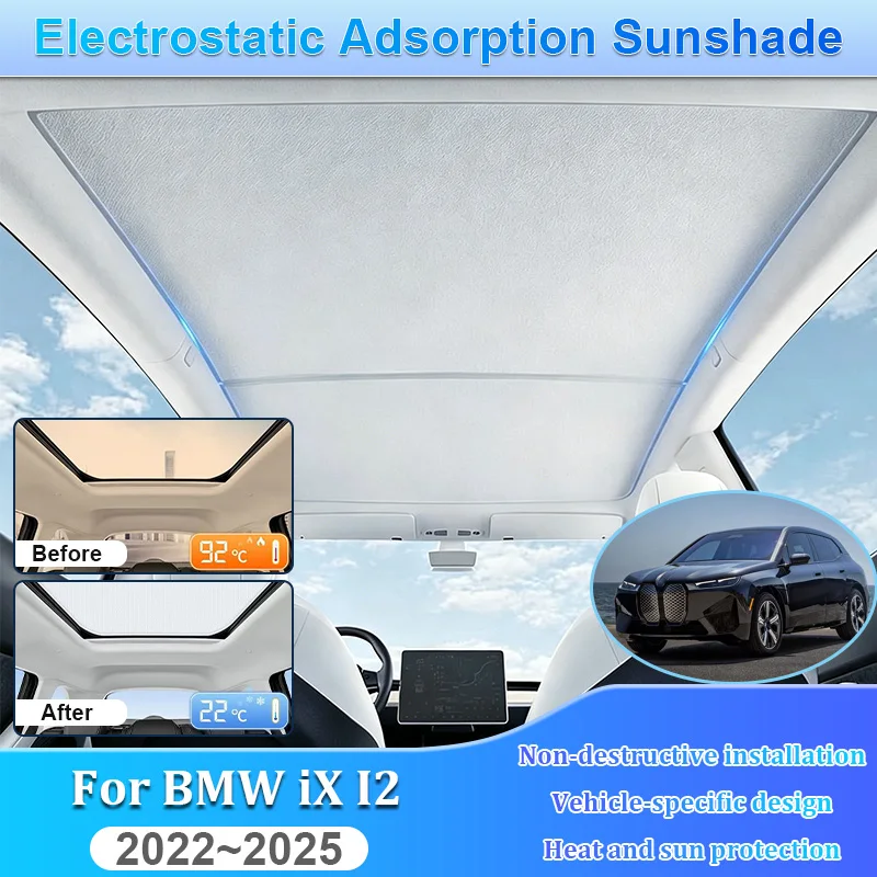 

For BMW iX I20 2022 2023 2024 2025 Car Sunroof Sunshade Electrostatic Adsorption Skylight Sun Protector Visor Auto Accessories