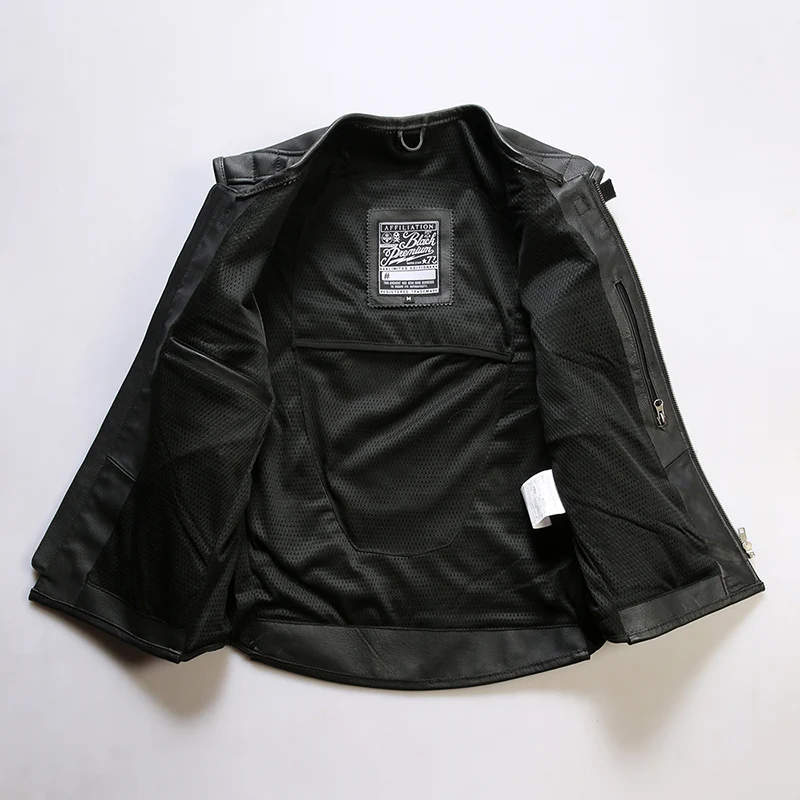 Hochwertige Neue Herren Ärmellose Jacke Motorrad-Fahrweste mit Verstellbarer Taille Echtes Leder Rindsleder-Weste – Detail 10