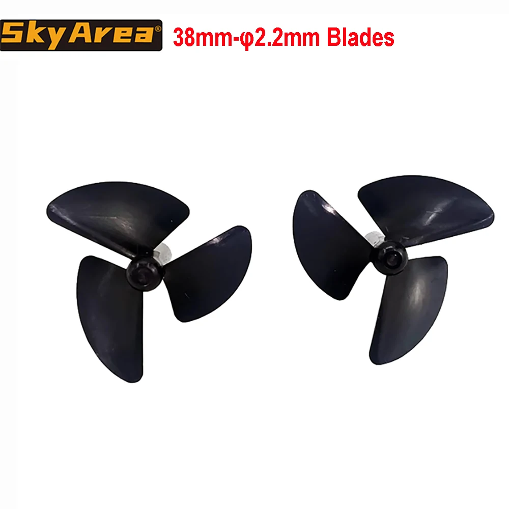 1/ 2 Pairs 38mm RC Boat Propeller for Flytec 2011-5 V500 Fishing Bait Boat Ship 26mm 3-Blades Inner Shaft Hole 2.2mm