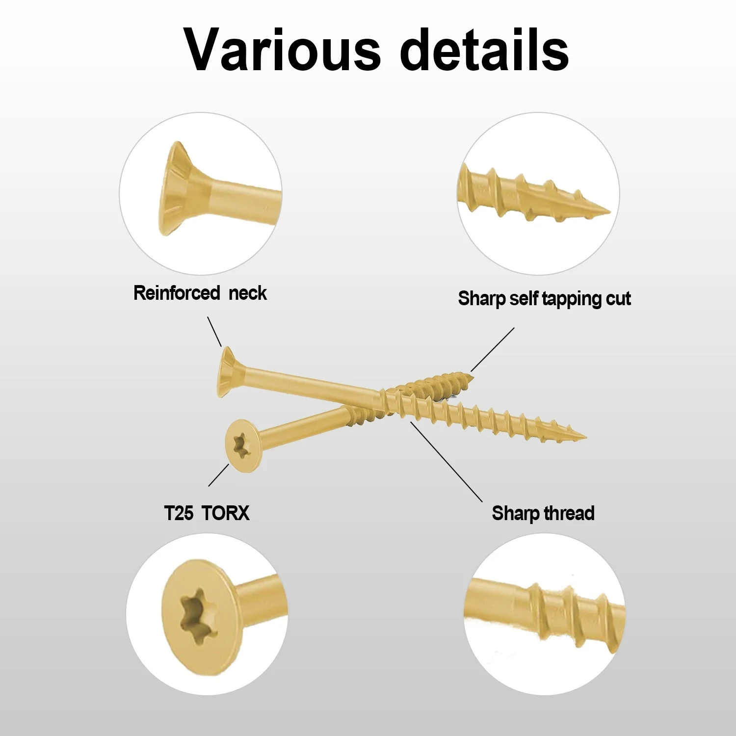 VKKM # 8 # 9 # 10, Holzschraube für den Außenbereich, Pflaumenblütenkopf, selbstschneidende Deckschraube, Pavillon, Bauholzprojekt