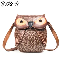 YoReAi Women Shoulder Bag Cute Owl PU Leather Small Crossbody Bag Casual Handbag Girls Messenger Pack Vintage Ladies Phone Purse