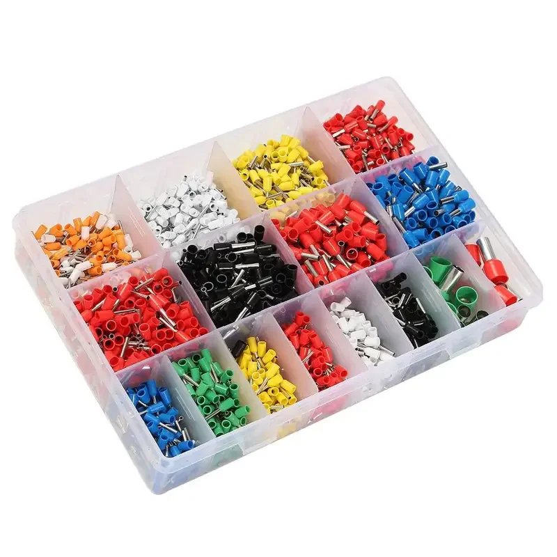 2120pcs Insulated Cord Pin End Terminals Tin-Plated Copper Crimp Connector Ferrules Assorted Kit Set For 22-5AWG