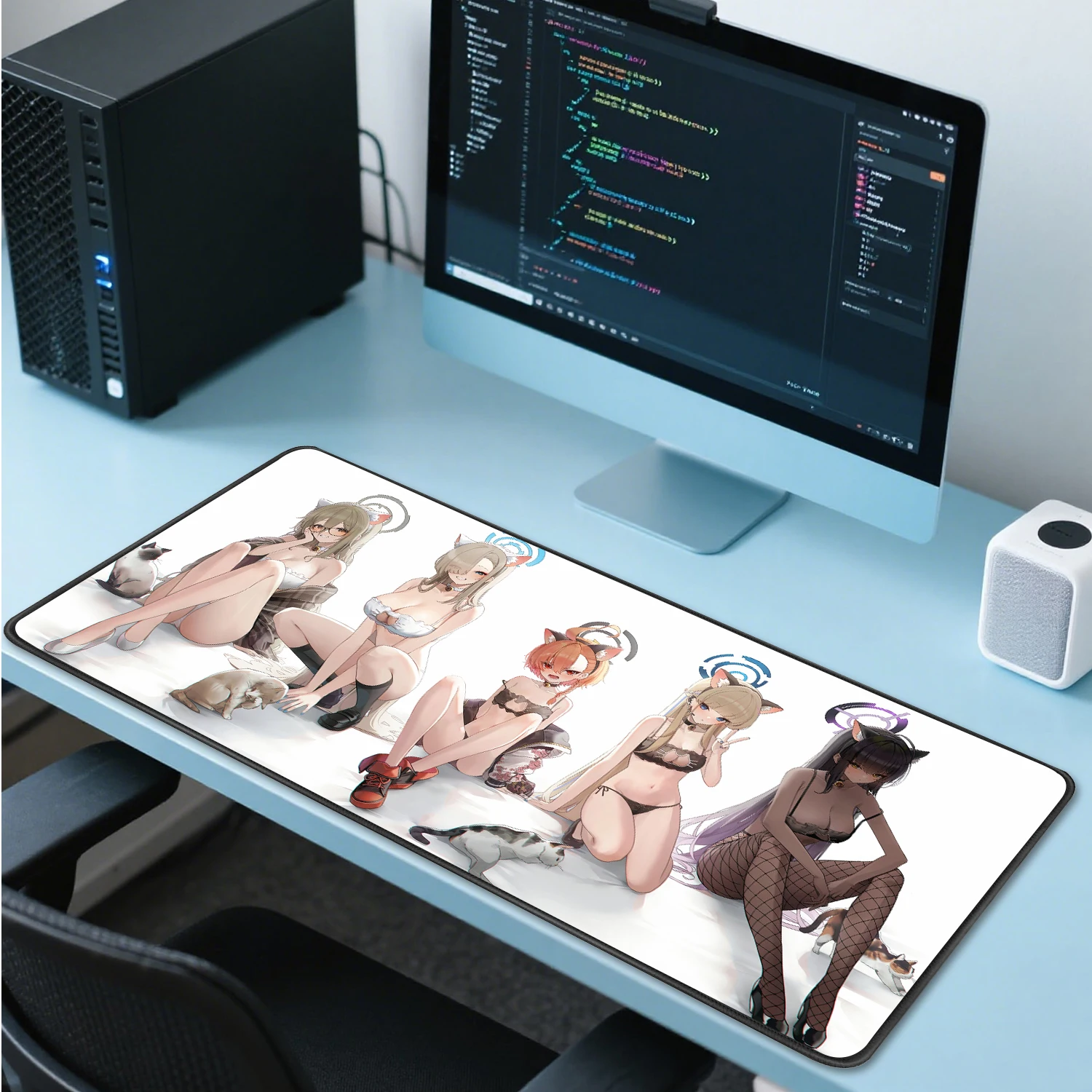 

White Mpuse Pad Anime Sexy Girls Gaming Deks Mat xxl Blue Archive Game Mousepad Non-Slip Computer Keyboard Pad Big Desktop Mat