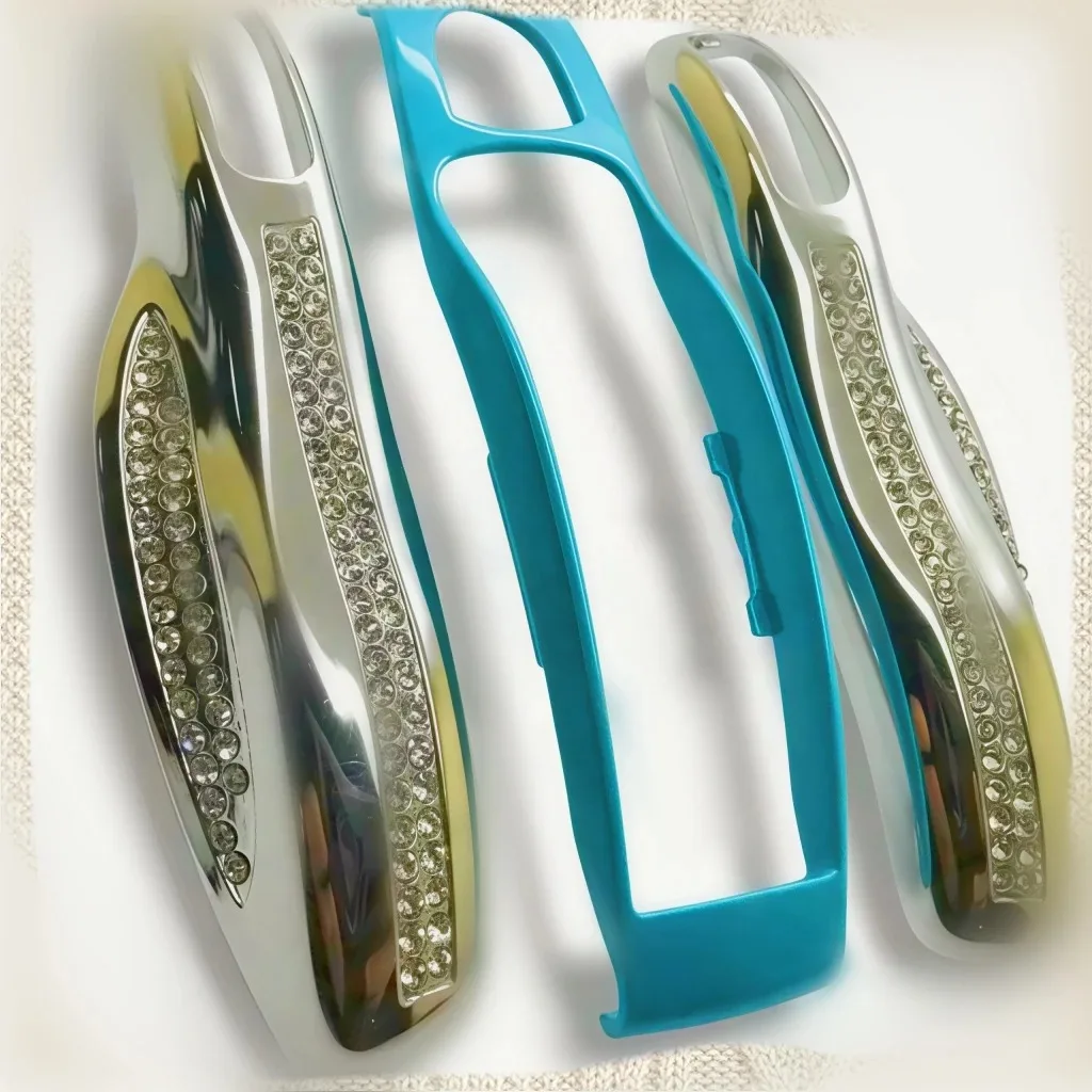 Car Key Case Luxury Blue Diamond-Encrusted Edge 3PC Key Shell Cover for Porsche Cayenne Panamera Macan Cayman