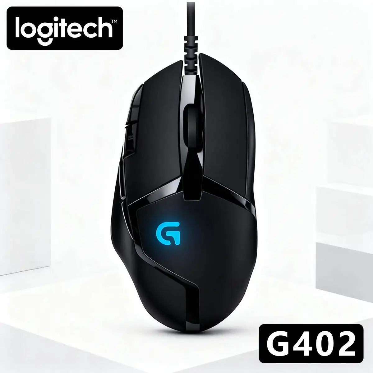

Logitech G402 Wired FPS Mouse, 4000 DPI, 8 Custom Buttons, 1ms Report Rate, 500 IPS, Ergonomic Grip, Windows/Mac