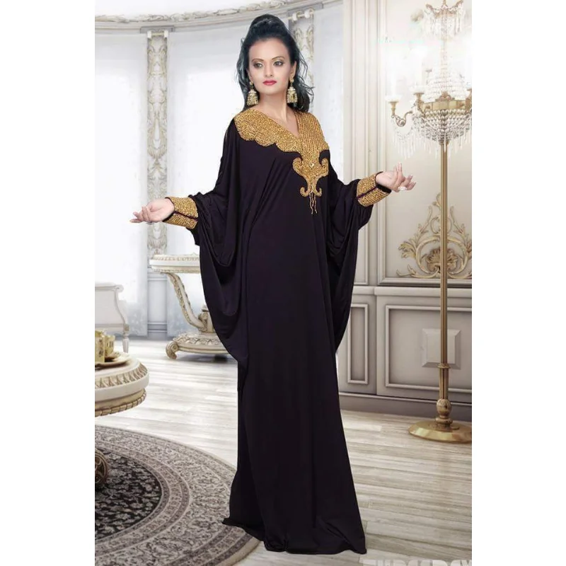 

Black Dubai Kaftan Farasha Abaya Caftan Islamic European and American Fashion Trends