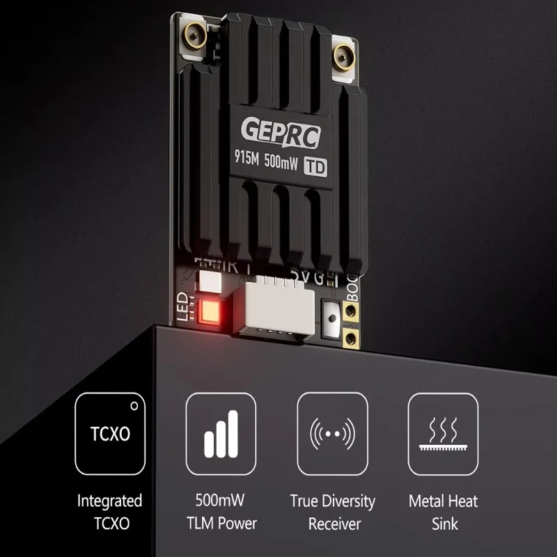Odbiornik GEPRC ELRS Dual PA500 Diversity 915M z wysokowydajnym układem PA 500mW, obudowa CNC ze stopu aluminium, do dronów FPV Quadcopter, części.