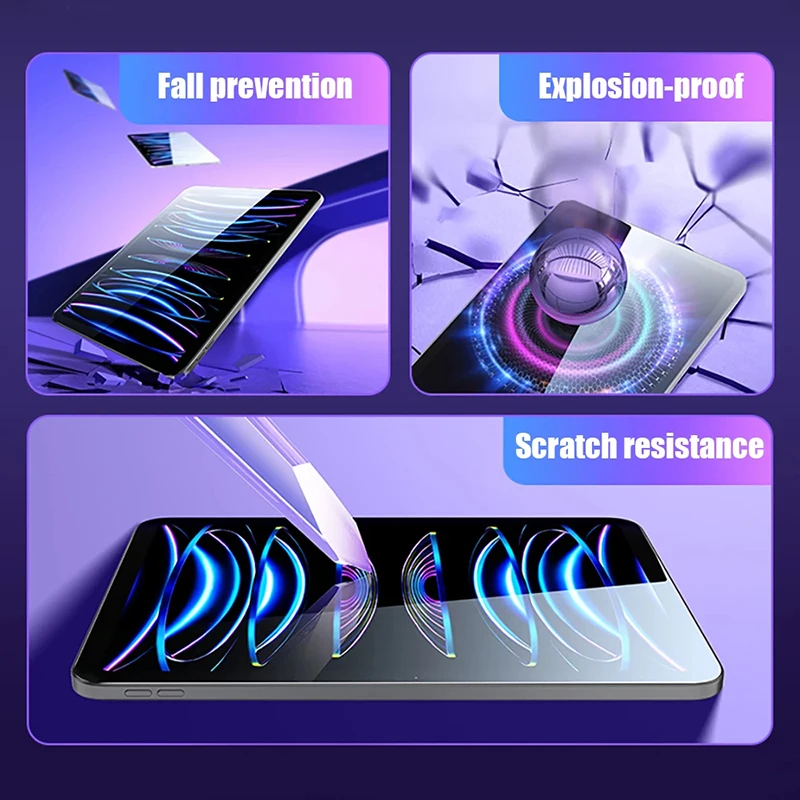 애플 아이패드용 강화 유리 스크린 보호대 커버, 강화 필름, 아이패드 에어 5, 4, 2022 프로, 11, 10 세대, 10.9, 10.2, 9 세대, 8 세대, 7 세대용, 3 개