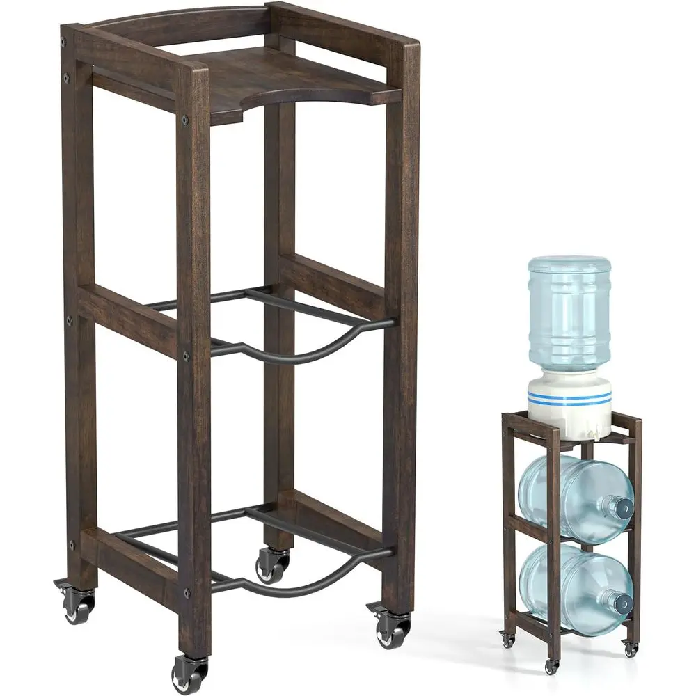 

Трехуровневая подставка для 5-галлонных бутылей с регулируемыми ножками, деревянный органайзер для кухни, офиса, гаража — компактный дизайн