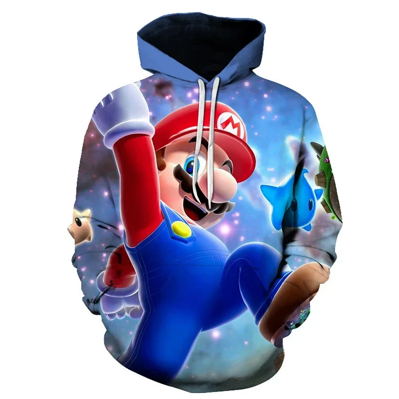 2023 Super Mario Halloween Costume Men Hoodie Cosplay Toad Yoshi Daisy Luigi Bowser Mario Bros. Accessories Print Hoodie Women