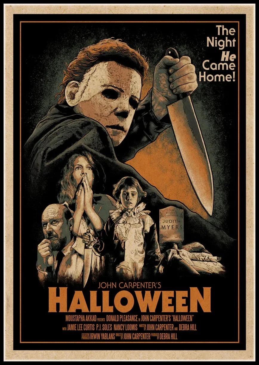 هدية الهالوين مايكل مايرز فيلم رعب كلاسيكي، طباعة ملصق قماش فني لديكور غرفة المعيشة، صورة جدار المنزل