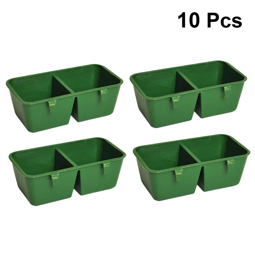 

10Pcs Birds Double Bowl Plastic Safe Durable Easy Clean Install Great for Small Birds Aviary Pet Double Trough Bowl
