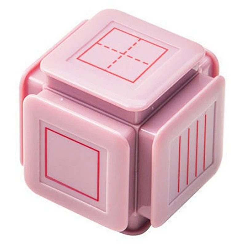 Kids Educational Six-Side Seal Clock Stamp Teaching Aids Toy Learning Recognition Tian Character Grid Stamp