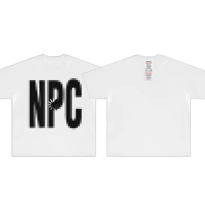NPC رسالة طباعة تي شيرت الهيب هوب موضة الشارع الشهير الاتجاه تي شيرت متعة نمط النساء الرجال فضفاض الصيف القطن قصير الأكمام تي شيرت #2