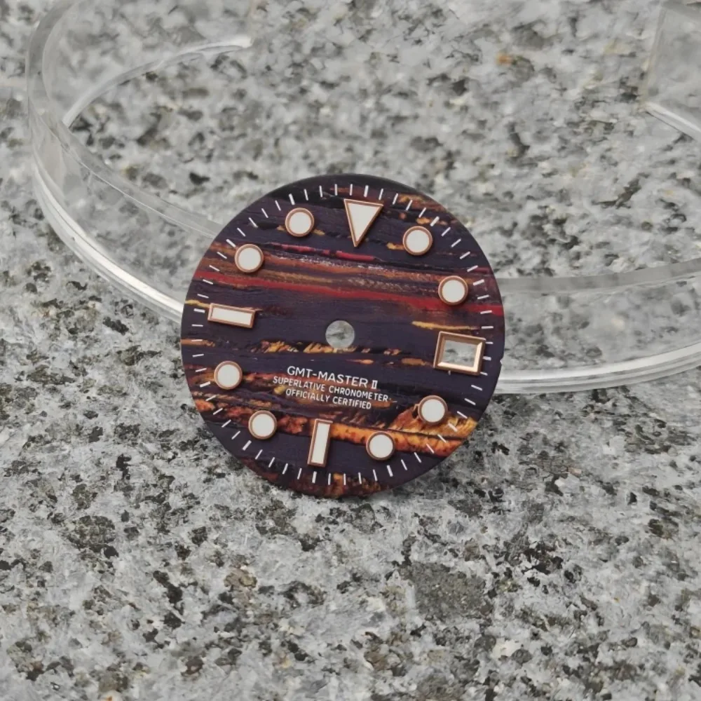 Tarcza GMT 28,5 mm NH34 z teksturą kory, tarcza R z niebiesko-zielonymi luminescencyjnymi indeksami BGW9, akcesoria do zegarków nurkowych z mechanizmem NH34