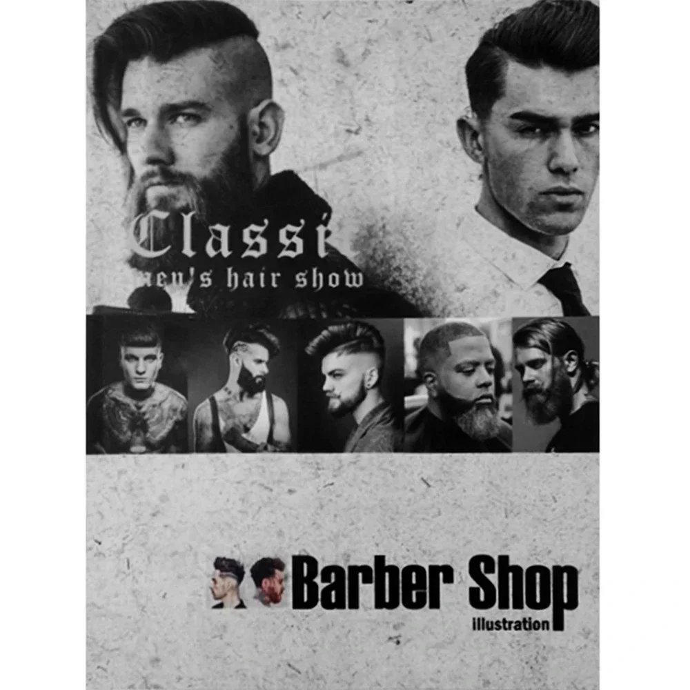 Vintage Sculpture Pomade Picture Album Barber Shop Books MALE HAIR Show Tattoo Fashion Magazine For Barber Men's Oil Head Poster