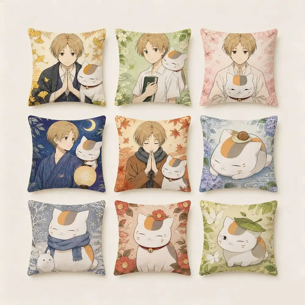 Natsume’s Book Of Friends Pillow Case Fashion Square Pillowcase Bedroom Sofa Room Ins Decoration Leisure