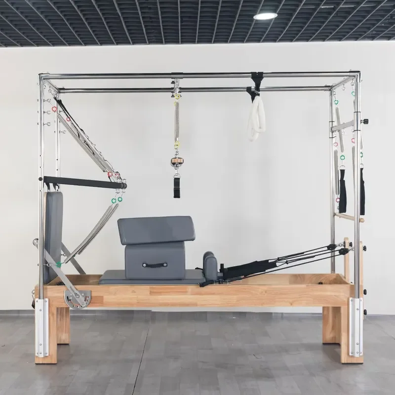for Cadillac Reformer Heavy Duty Eco-friendly Oak Wood Customizable Colors for Commercial Pilates Studio