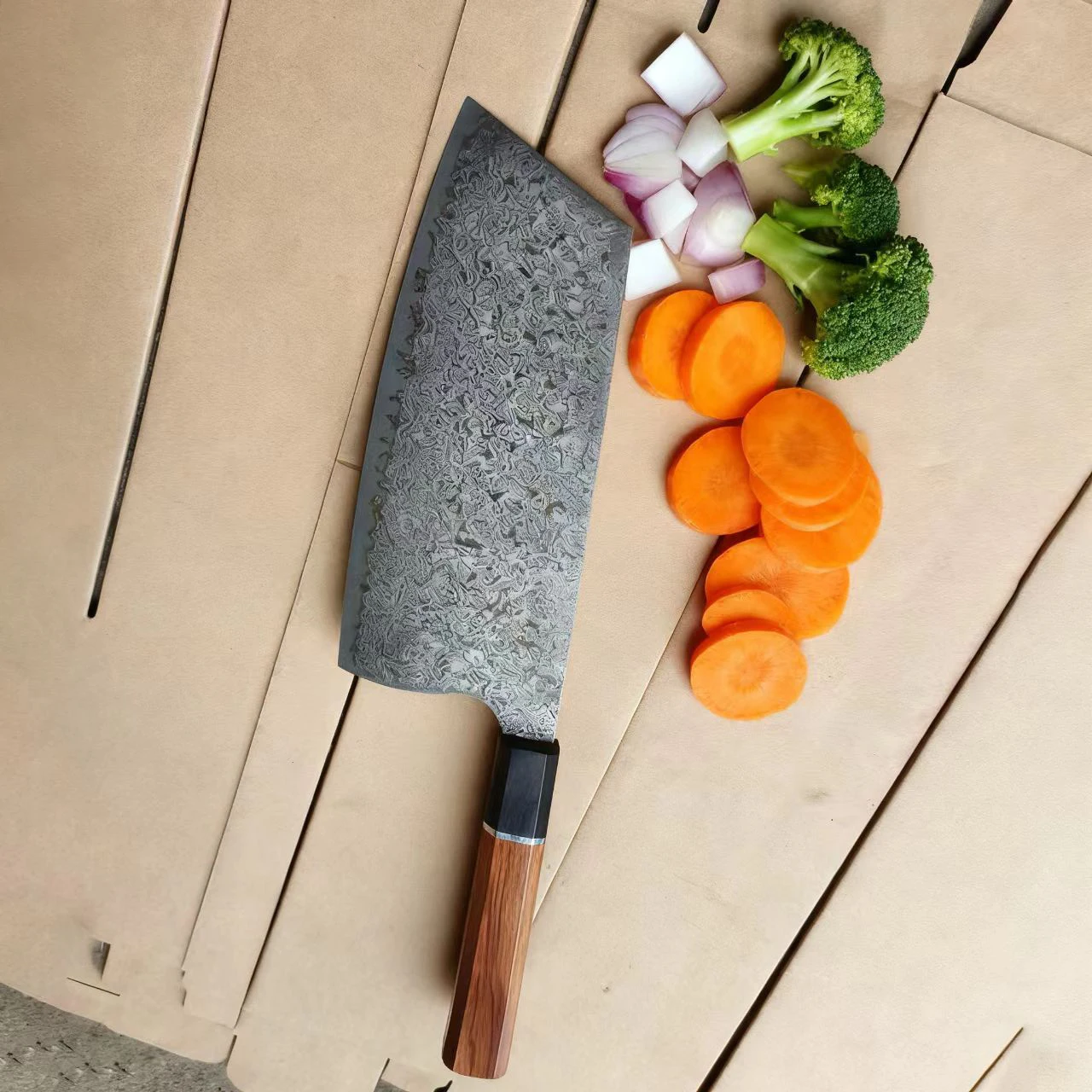

7,5-дюймовый китайский нож шеф-повара, 67-слойная дамасская сталь, лезвие 10Cr15CoMoV, деревянная ручка, тесак, нарезка мяса, овощей, кухонный нож