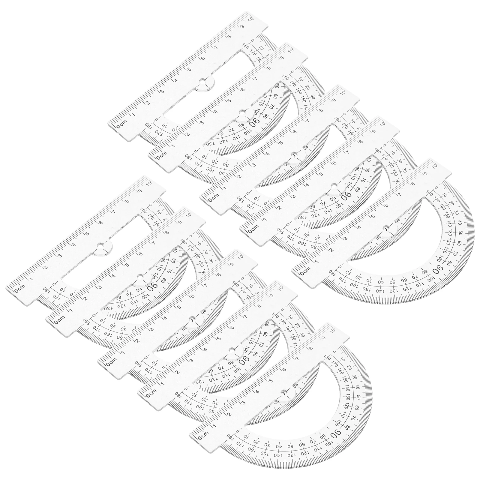 10 Pcs Protractor Drawing Tool for Measuring Math Angle Half Round Head Ruler Clear White Circle Geometric Student