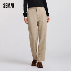 Semir Simple Velvet Pants Women Tapered Pants 2024 New Winter Casual Versatile Long Pants