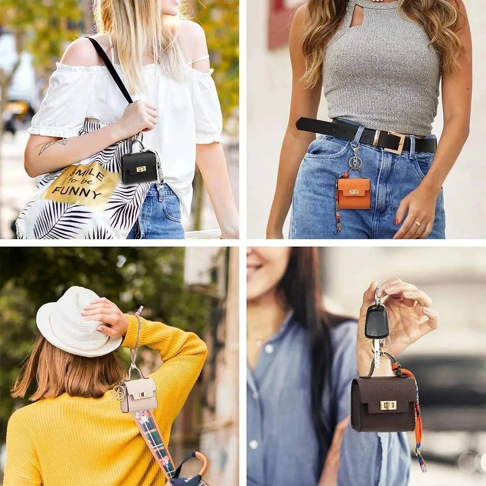 Mini Square Leather Bag Charm Bag Pendant Light Luxury Cute Bag Pendant Fashion Decor Accessories Creative Keychain Coin Purse++ view 5