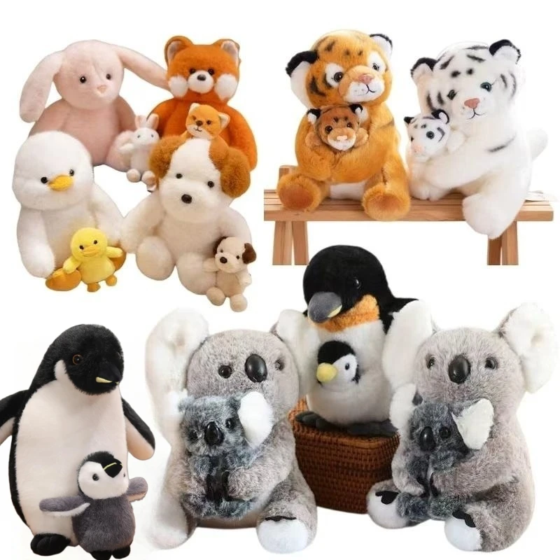 Mother and Child Series Penguins Koalas Tigers Kangaroos Sloth Dolphin Combination High quality Plush Animals Toys Birthday Gift