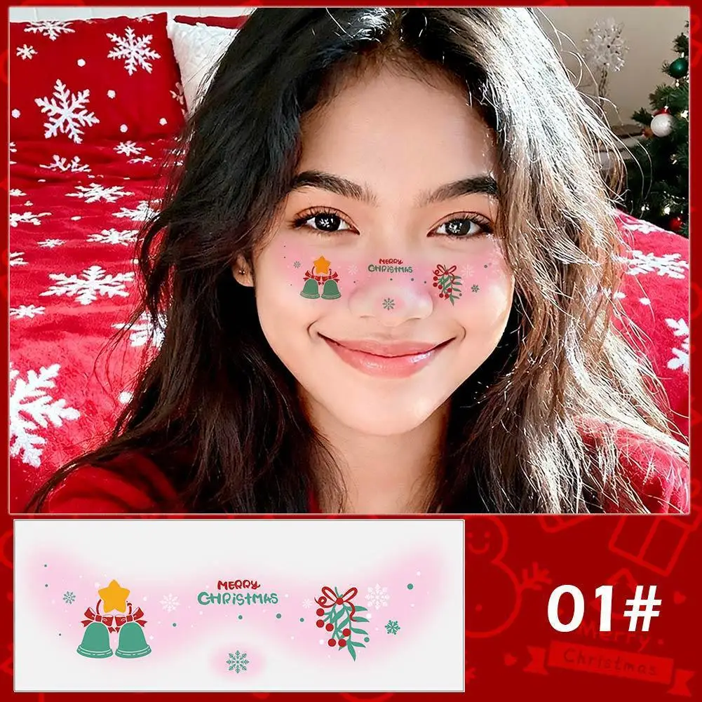 

Рождественские наклейки для макияжа, рождественские блестящие веснушки для лица, татуировка для лица, водонепроницаемые блестящие веснушки для лица на Рождество H0S2
