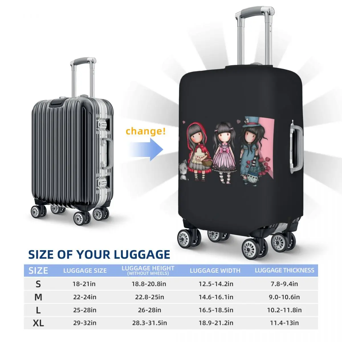 Защитный чехол для чемодана Santoro Gorjuss, эластичные защитные чехлы для дорожного багажа на 18-32 дюйма