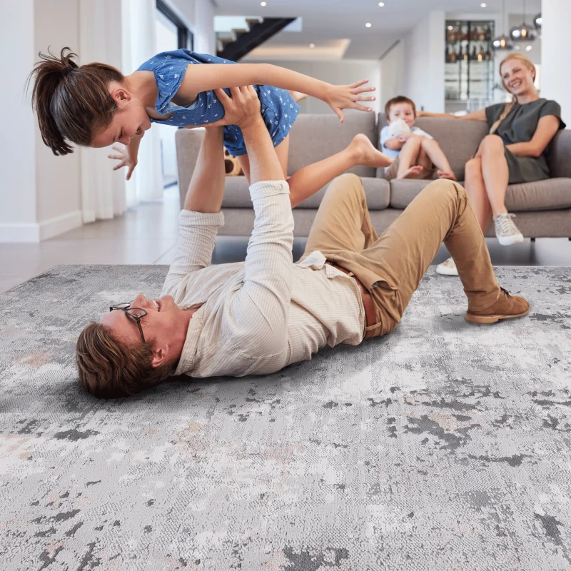 مجموعة NAAR MARFI 2X8 سجادة عداء رمادية / متعددة / تجريدية #3