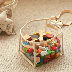 Transparent children's toy storage basket large size toy storage bag large capacity household multifunctional storage basket