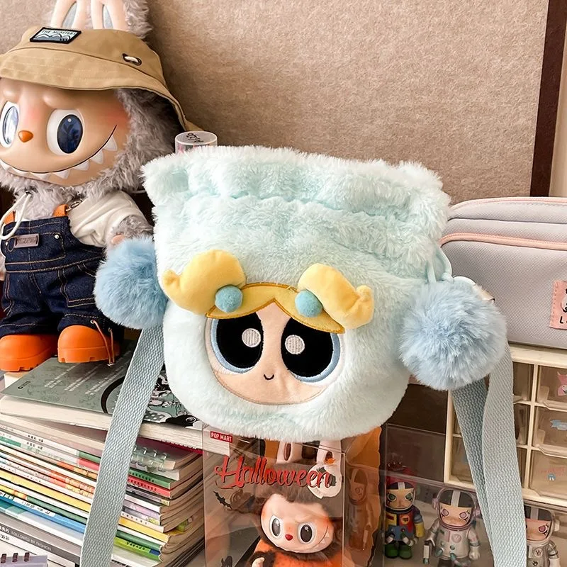 

Powerpuff Girls Cartoon Anime Bucket Crossbody Bag Cute Japanese Drawstring Storage Backpack for Girls Kids Accessories Gift