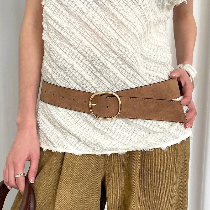 

Широкий пояс в корейском стиле в стиле ретро с женской замшей и платьем, застежка на пояс джинсов, универсальный поясной ремень