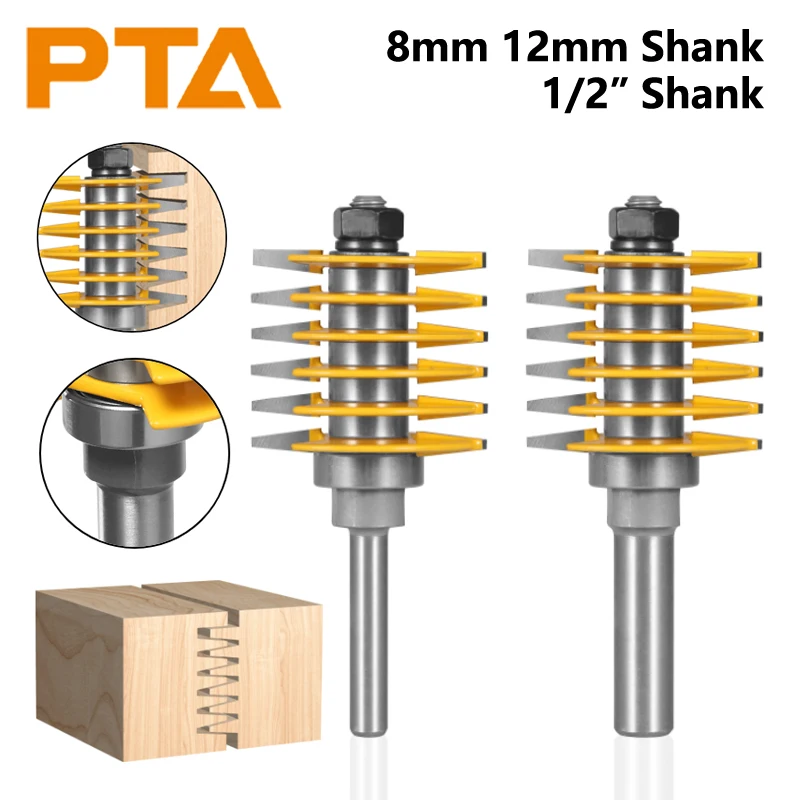 8MM 12MM 12.7MM 2Teeth Adjustable Finger Joint Router Bits Milling Cutters for Woodworking Face Mill End Mill