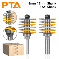 8MM 12MM 12.7MM 2Teeth Adjustable Finger Joint Router Bits Milling Cutters for Woodworking Face Mill End Mill