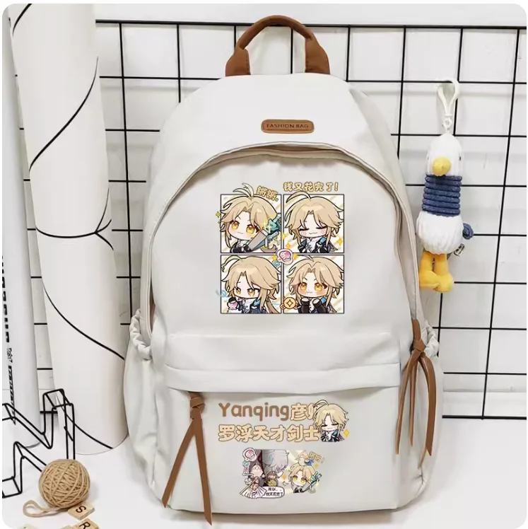 Anime Honkai: Star Rail Yanqing Schooltas Rugzak Schoudertas Met Hoge Capaciteit Cosplay Student Tiener Cadeau B077