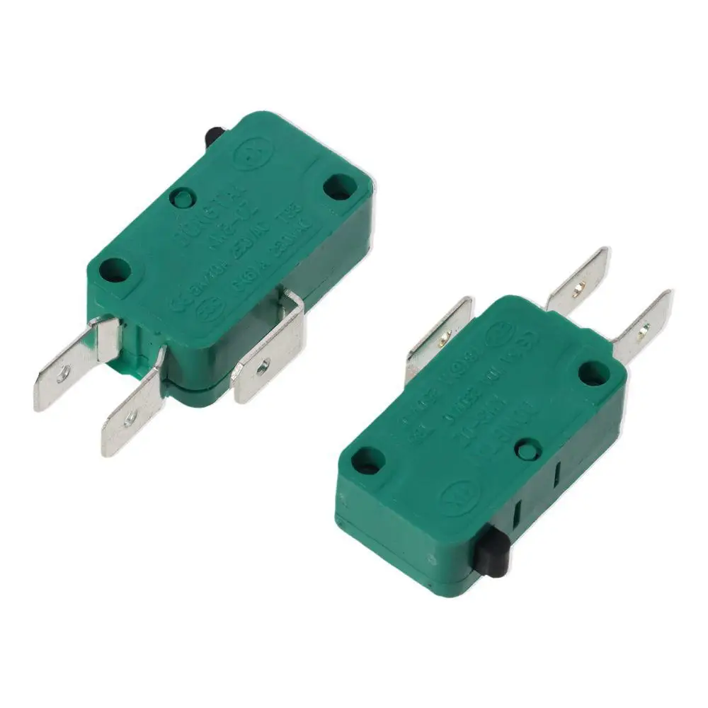 2 uds interruptores de límite Micro de KW3-OZ duraderos 16A 125/250VAC microinterruptor verde SPDT NO NC interruptor de límite de 3 pines terminales PCB