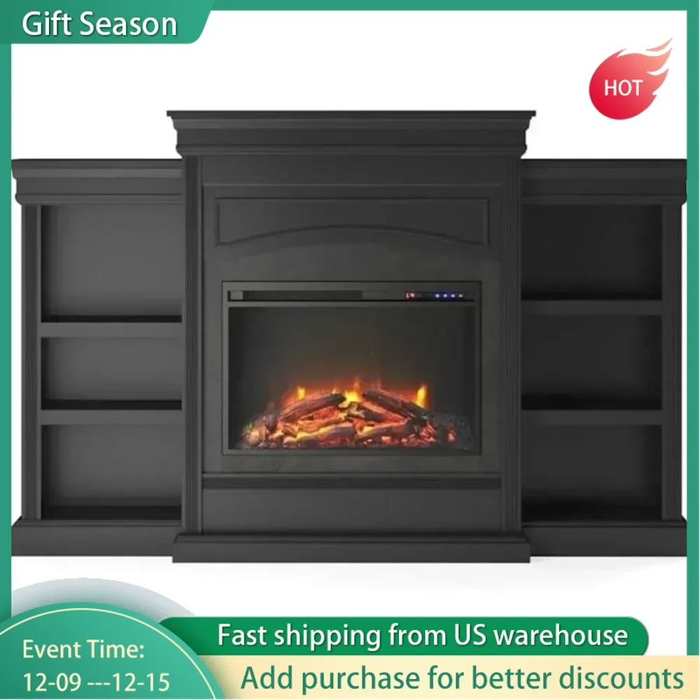 

69 Inch Electric Fireplace with Fireplace Frame, Fireplace Plug-in Remote Control, Timer, Realistic Wood and Flame Effects