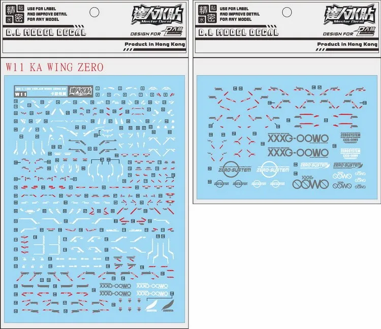 for MG 1/100 Wing Zero EW ver ka XXXG-00W0 D.L Model Master Water Slide pre-Cut Caution Warning Detail up Decal Sticker W11 DL