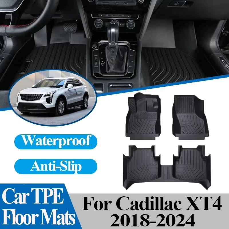 

Car Floor Mats For Cadillac XT4 2018-2024 2022 2023 Anti-dirty Anti-slip TPE Material Foot pad Cover Carpet Pad Auto Accessories