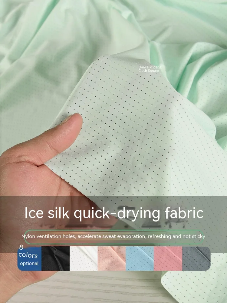Ice Thread Fabric Mesh Breathable Thin Four Sided Elastic T-shirt Sports Cloth Per Meters By The Meters Nylon Spandex Material