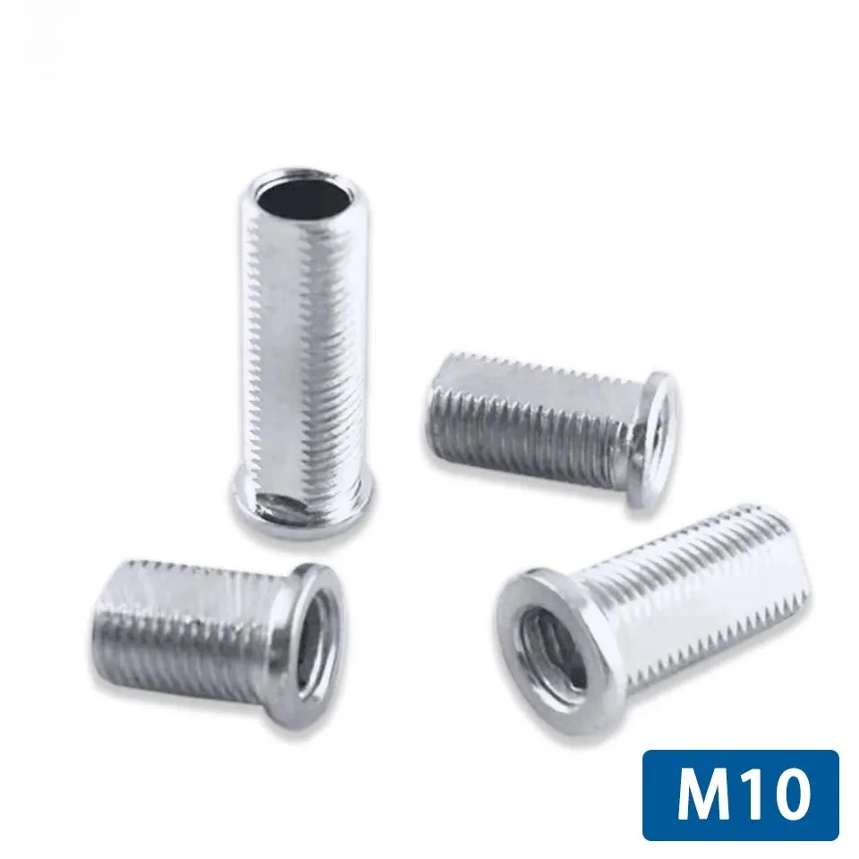 

M10 5Pcs Chamfered Tooth Tube Nickel Plated Round Head Hollow Tube Tooths Rod Screw External ube Connecting Rod