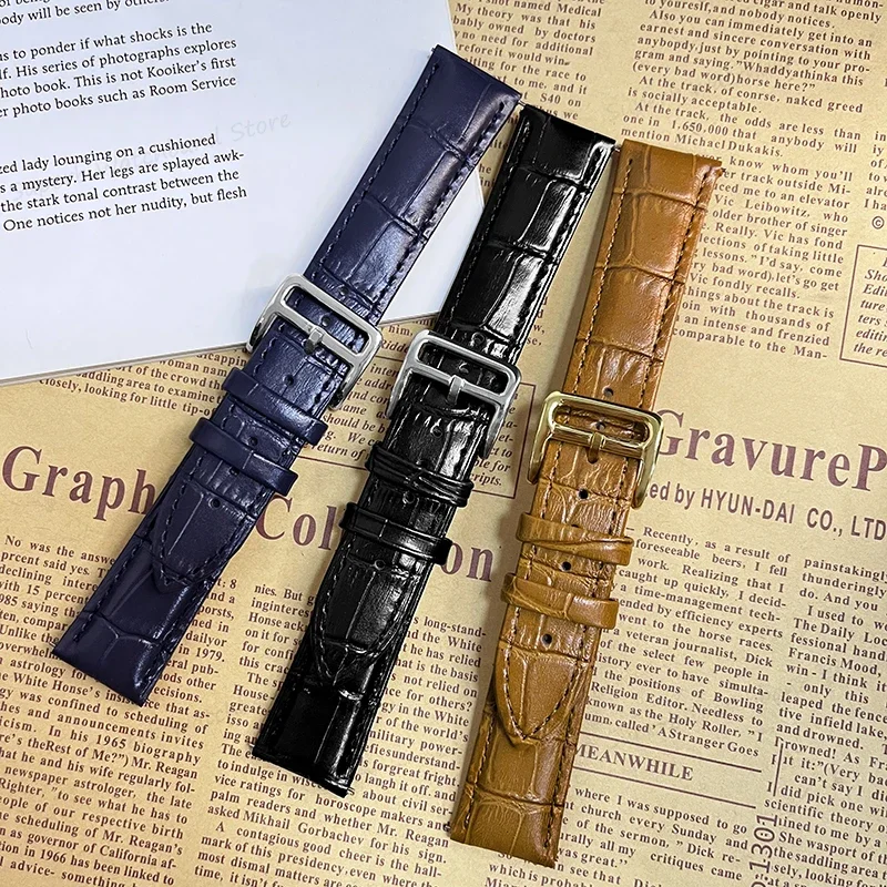 18mm 19mm 20mm 21mm 22mm Genuine Leather Watch Band Bamboo Pattern Cowhide Quick Release Bracelet Men Women for Huawei GT
