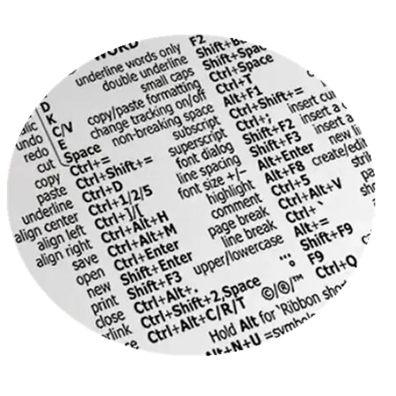 Autocollant de raccourcis clavier de référence pour ordinateur portable, autocollant décoratif pratique pour ordinateur Word/EXCEL