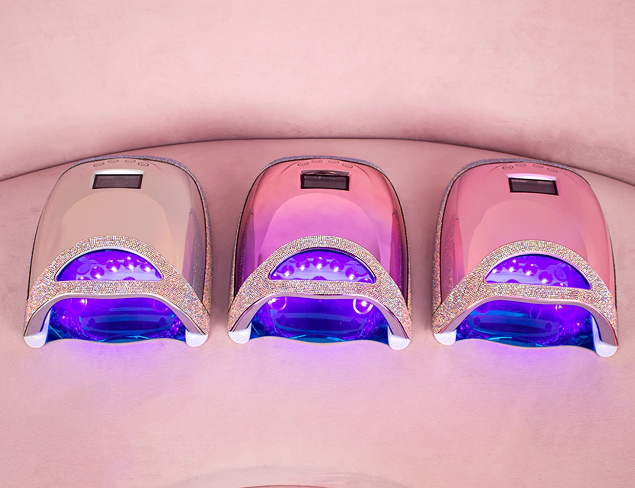 เครื่องเป่าเจล Bling Rhinestones เพชรสีสันสดใส 48W แบตเตอรี่ไร้สาย UV LED โคมไฟเล็บพร้อมมือถือ