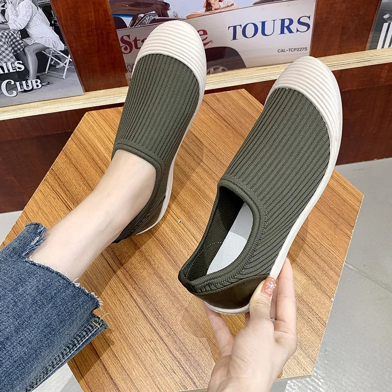 2023 Fashion Spring Summer Korean Version Breathable Single Shoes Non-slip Slip-on Shoes Women\'s Comfortable Flat Casual Shoes