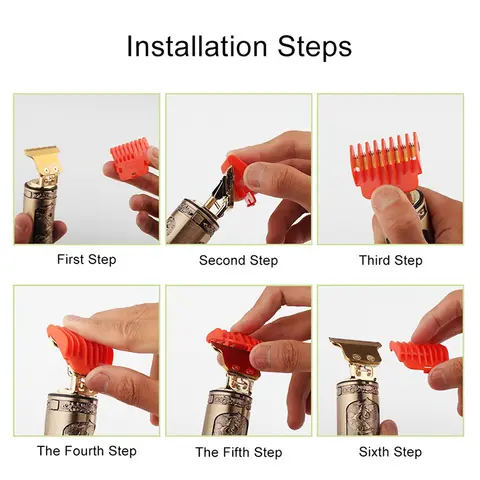 1 Set T9 1.5/ 2/ 3/ 4/ 6/ 9mm Hair Clipper Guards Guide Combs Trimmer Cutting Guides Styling Tools Attachment Compatible