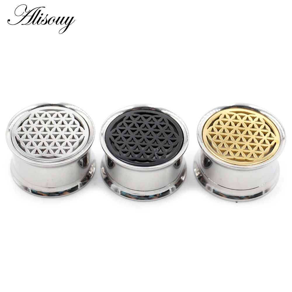 Alisouy 2pcs 10-22mm 316L Stainless Steel Flower Flared Ear Tunnel Plugs Flesh Expanders Stretchers Gauges Piercing Body Jewelry